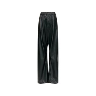 Maison Margiela Faux Leren Broek met Wijde Pijpen - Dames - Broeken - Zwart - Maat: L Leer