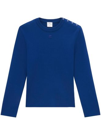 Courr&egrave;ges Maglione con applicazione logo - Blu