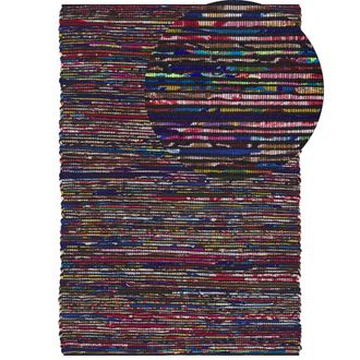 Beliani Alfombra Multicolor Oscuro De Algod&oacute;n 160 X 230 Cm Rectangular Hecha A Mano Boho Ecl&eacute;ctica Bartin