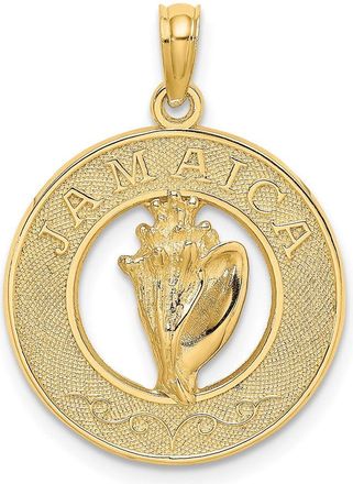 Diamond2Deal 14k Yellow Gold JAMAICA Circle with Conch Shell Charm Pendant