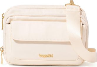 Baggallini Modern Double Zip Crossbody Bag in Coconut Twill at Nordstrom