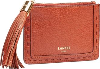 Lancel tassel zip-top card holder - Orange