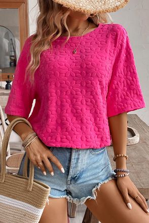 Azura Exchange Gegraveerde Bloemen Korte Mouwen Top