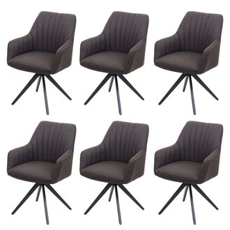 Hhg Hhg - Nunca Usado] Lote De 6 Sillas De Comedor 954, Silla De Cocina Silla Sill&oacute;n, Retro Acero Tela/textil, Gris-marr&oacute;n