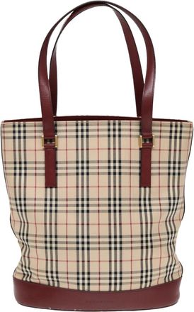 Burberry Nova Check Beige Canvas Tote Bag (Pre-Owned)