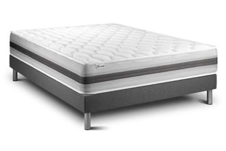 VITALIT Somier gris + colch&oacute;n con muelles y viscoel&aacute;stica 140 x 190
