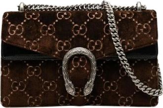 Gucci Pre-owned Velvet Shoulder Bag - Dames - Pre-owned - Bruin - Maat: ONE Size Velours