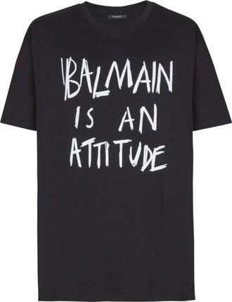 Balmain Printed T-shirt - Heren - T-shirts - Zwart - S - Katoen - Tops