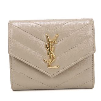 Saint Laurent Beige Leather Wallet (Tri-Fold) (Pre-Owned)