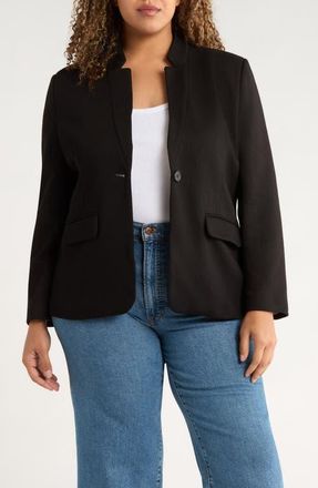 Gibsonlook Inverted Notch Collar Cotton Blend Blazer in Black at Nordstrom, Size 1 X