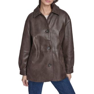 Levi's Water Resistant Faux Leather Coat in Dark Brown Faux Suede at Nordstrom, Size X-Large