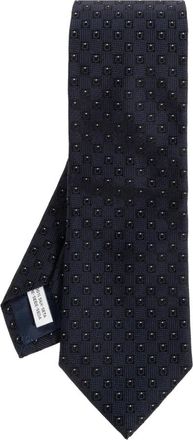 Ferragamo Gancini Jacquard Zijden Stropdas - Heren - Stropdassen - Blauw - ONE Size - Accessoires