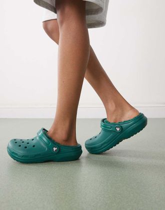 Crocs Zoccoli unisex classici verde smeraldo scuro con interno in pile