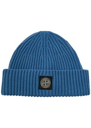 Stone Island Logo-appliquéd Wool Beanie - Blue - One Size