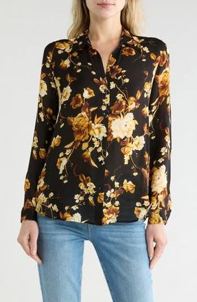 L'agence Nina Long Sleeve Top in Black Multi Ikebana at Nordstrom Rack, Size Xx-Small