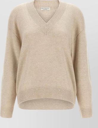 Brunello Cucinelli cashmere silk v-neck long-sleeve sweater