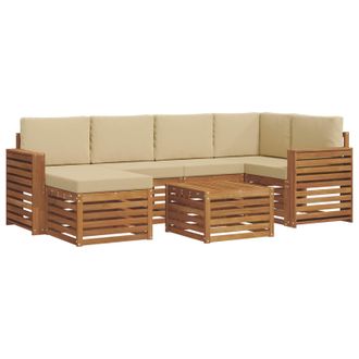 vidaXL Conjunto De Sof&aacute; Seccional Con Coj&iacute;n 7 Pcs Natural Y Beige Vidaxl
