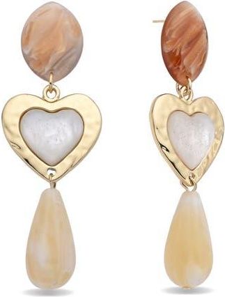 Eye Candy Los Angeles Zenaida Heart Statement Drop Earrings in Gold at Nordstrom Rack