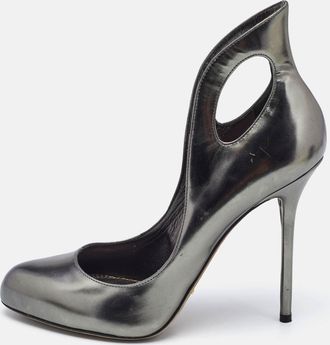 Sergio Rossi Metallic Leather Oblo Cut Out Pumps