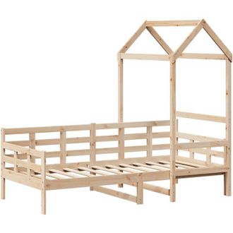 vidaXL Day Bed with Roof without Mattress 90x200 cm Solid Wood Vidaxl