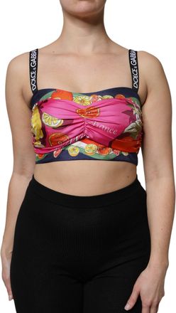 Dolce & Gabbana Womens Multicolor Silk Cropped Bustier Corset Top