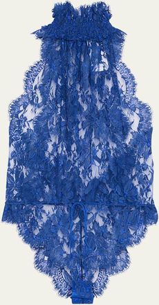 Saint Laurent Mock-Neck Lace Bodysuit