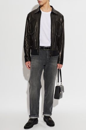 Dolce & Gabbana Leather Jacket, Mens, Black