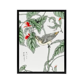 Artery8 Tree Creeper & Pea Japanese Framed Canvas Wall Art Print Kashu | Size: W24 x H32