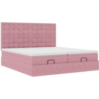 vidaXL Estructura De Cama Otomana Colchones Terciopelo Rosa 180x200cm Vidaxl