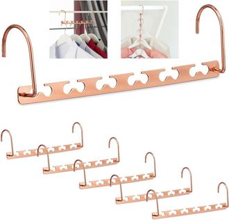 Relaxdays Set De 30 Perchas Ahorra Espacio, Organizadores Para 12 Colgadores, Uso Horizontal/vertical, 26 Cm, Metal, Cobre