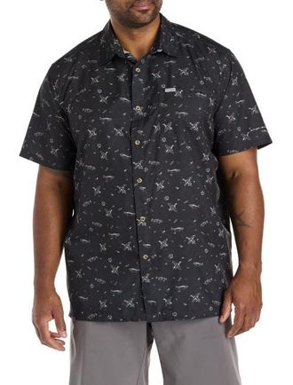 Columbia Big & Tall PFG Super Slack Tide Fish Hunt Sport Shirt in Black at Nordstrom, Size Xx-Large