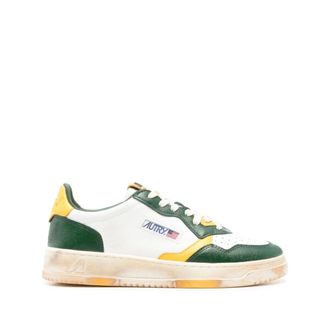 Autry Distressed Color-Block Leather Trainers