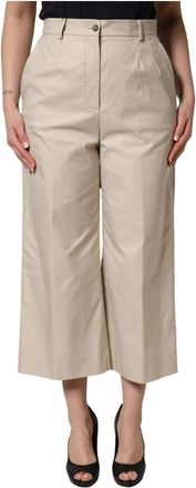 Dolce & Gabbana Cropped Trousers, female, Beige, Size: M Mid Waist Cropped Trouser Pants