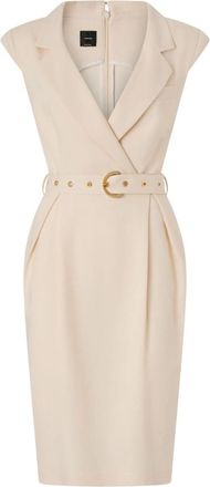 Pinko Beige Midi Wrap With Belt Dress