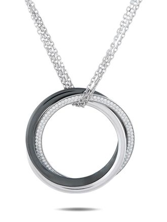 Cartier 18K white gold and platinum Trinity diamond necklace - women - 18kt White Gold/Platinum/ceramic/Diamond - One Size - Silver