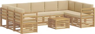 vidaXL Conjunto De Sof&aacute;s De Exterior 10 Uds. Y Beige Poli&eacute;ster Vidaxl