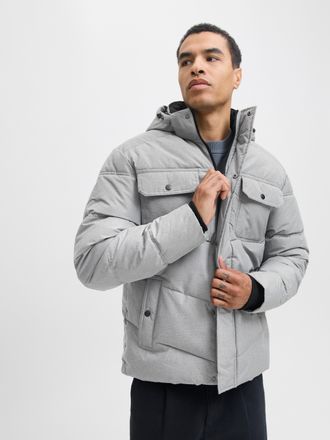 Jack & Jones Steppjacke JACK & JONES JJMORGAN PUFFER JACKET, Herren, Gr. XXL, grau (light grau melange), Web, Obermaterial: 100% Polyester, meliert, regular fit no