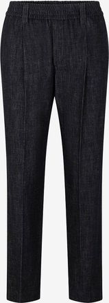 Brunello Cucinelli Baggy-Hose aus dunklen Denim Shiny Loop