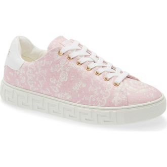 Versace Barocco Jacquard Greca Low Top Sneaker in Pink Multicolor Oro at Nordstrom, Size 8.5Us