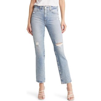AG - Adriano Goldschmied Saige Distressed Ankle Straight Leg Jeans in Apparition Destructed at Nordstrom Rack, Size 29