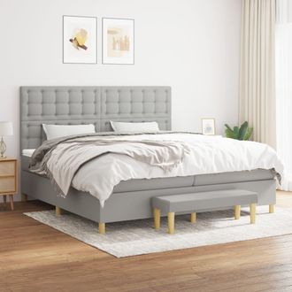 vidaXL Vidaxl - Cama Box Spring Con Colch&oacute;n Tela Gris Claro 200x200 Cm