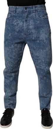 Dolce & Gabbana Blue Tie Dye Cotton Skinny Men Denim Jeans Elastane Clothing
