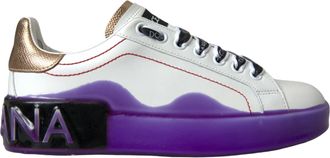 Dolce & Gabbana Witte Leren Portofino Lage Sneakers Schoenen