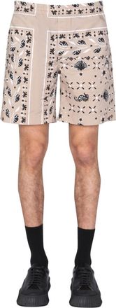 Msgm Beige Paisley Shorts