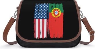 Generic US & Portugal Flag Fashion Womens Crossbody Bags Novelty Handbag Shoulder Bag Purse