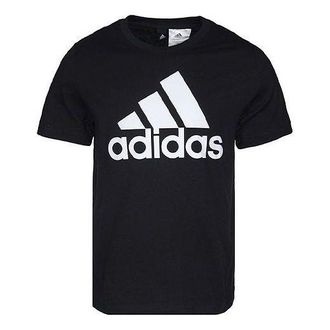 adidas Logo Printing Sports Round Neck Short Sleeve Black CD4864