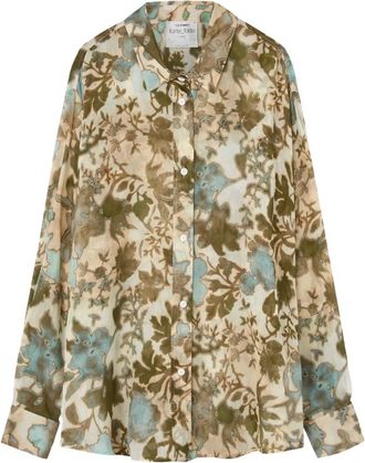 Forte_Forte Bloom Mist Shirt - Dames - Overhemden - Veelkleurig - M - Katoen - Overhemden