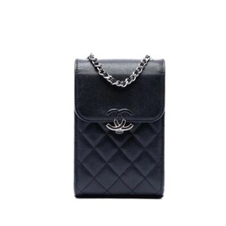 Chanel Pre-owned Quilted Caviar Crossbody Bag - Dames - Pre-owned - Zwart - Maat: ONE Size Leer