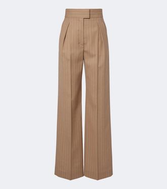 Valentino Garavani Pinstripe pleated wool wide-leg pants