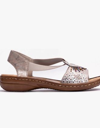 Rieker Womens Rieker 60880-90 Womens Sandals Metallic - Silver - Size: 3.5